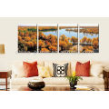 2015 Nouvelle conception Autumn Leaf And Lake Scenery Canvas Painting